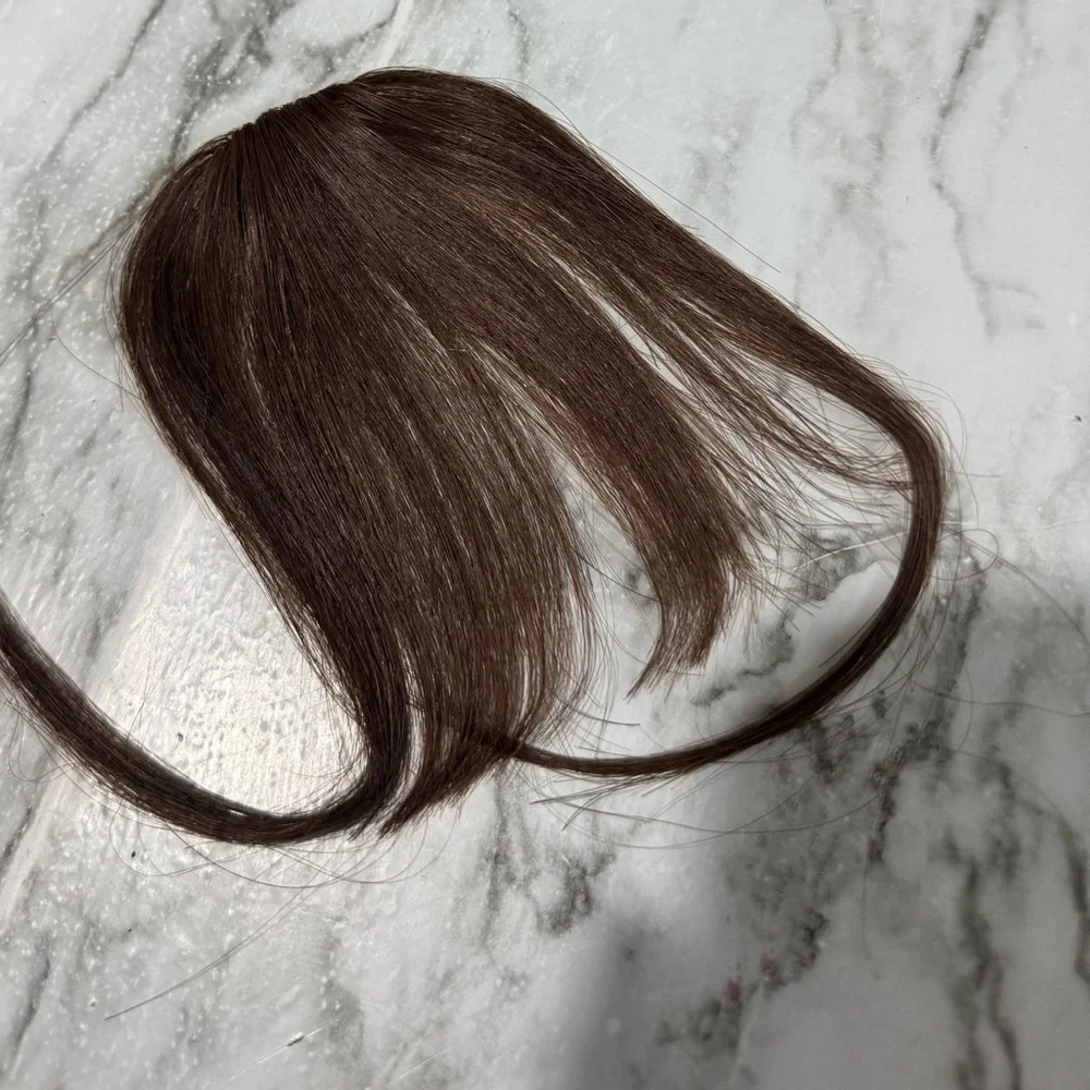Medium Dark Brown 100% Human hair Clip-In Bangs